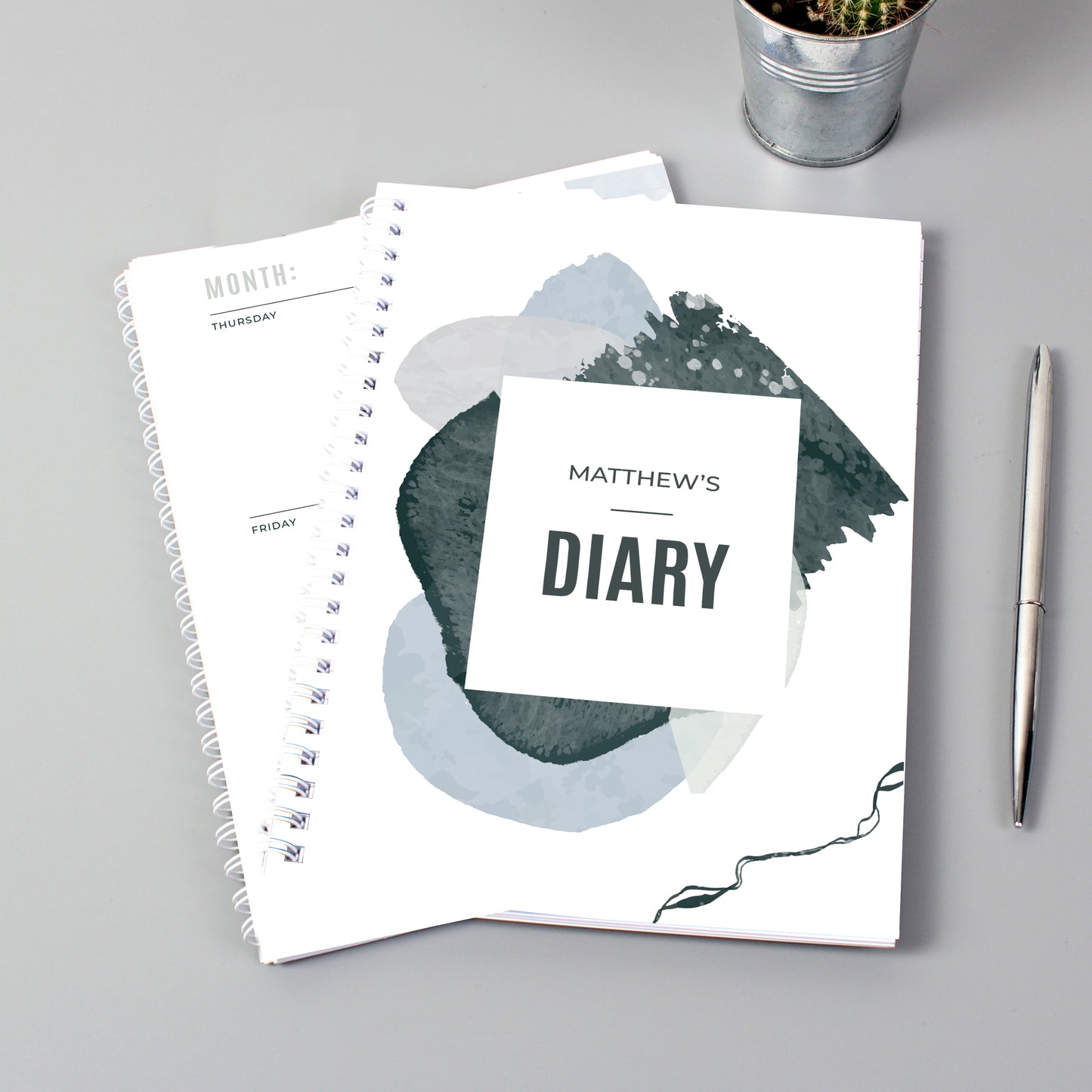 Personalised Free Text Navy & Blush A5 Diary