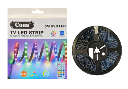 Adhesive Multicolour Indoor TV USB LED Strip with Remote 5m