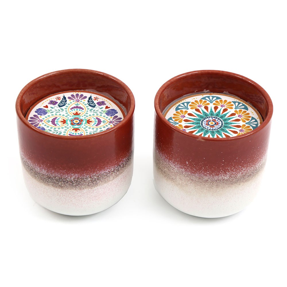 Summer Tile Glazed Candle Pot