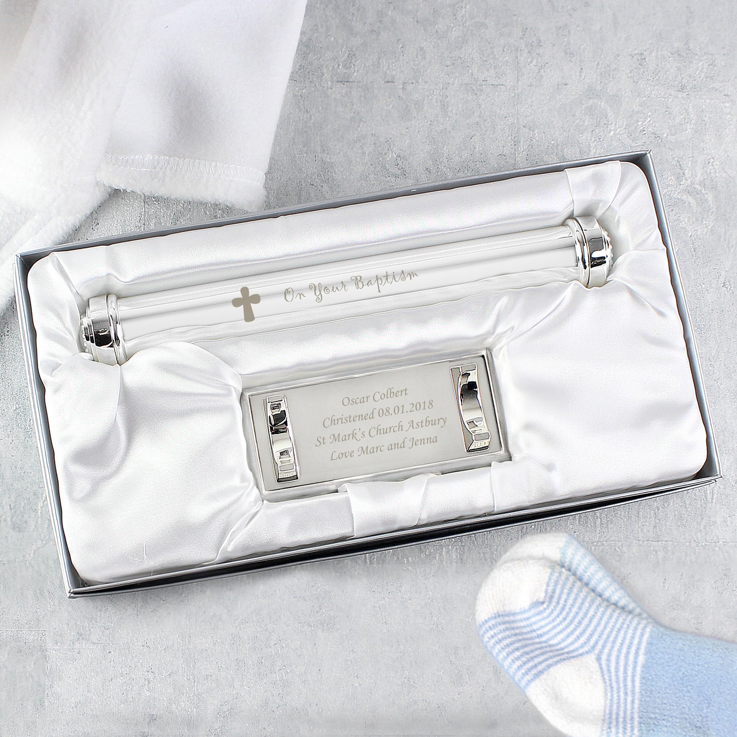Personalised Baptism Silver Plated Certificate Holder