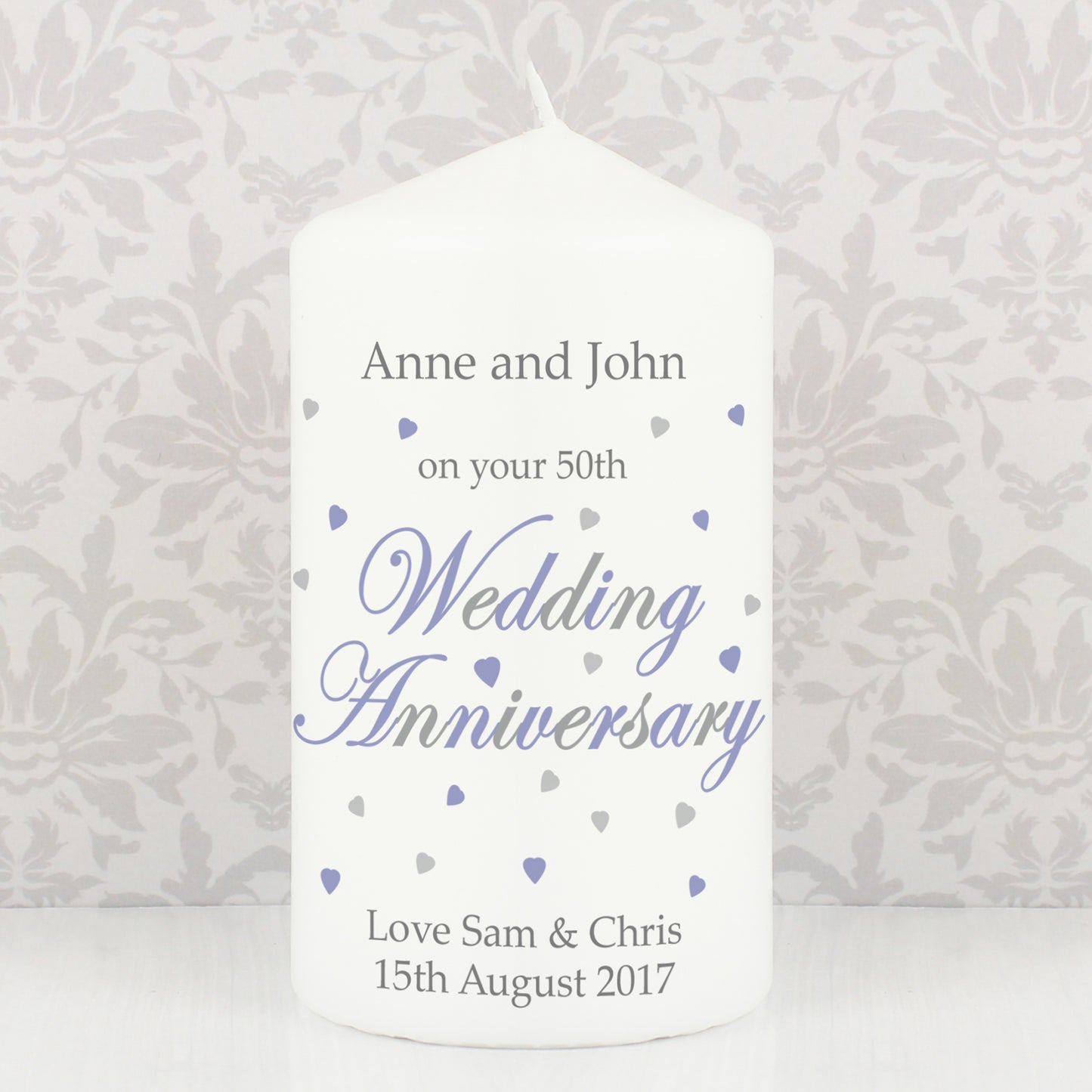 Personalised Anniversary Pillar Candle