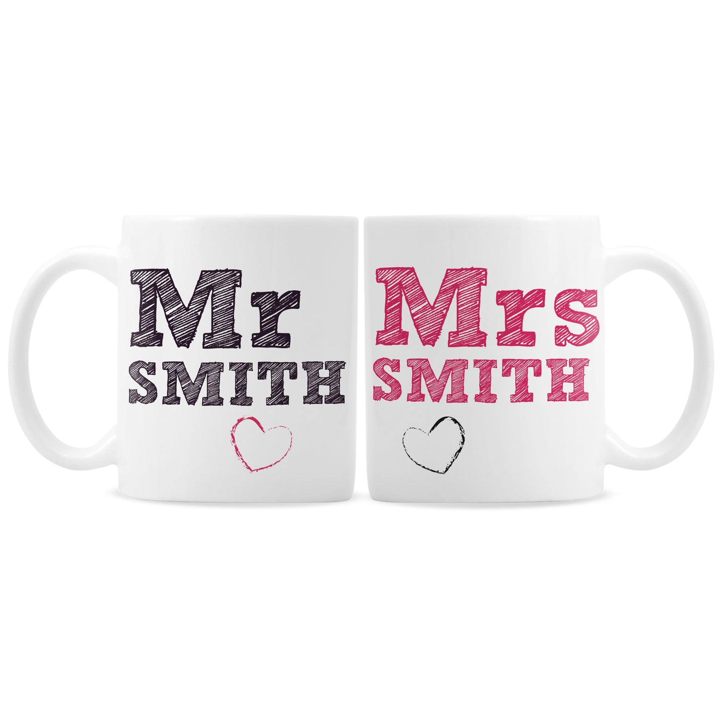 Personalised Mr & Mrs Sketch Mug Set