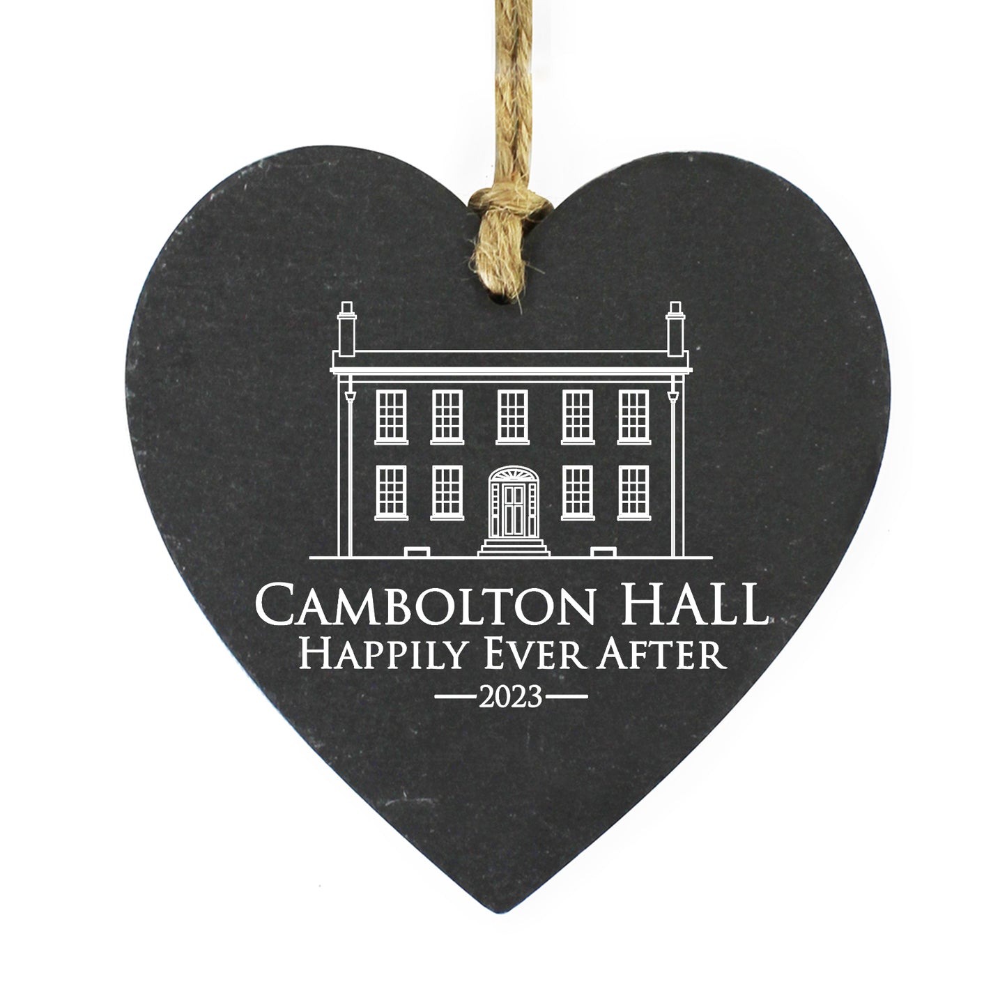 Bespoke Design Printed Slate Hanging Heart