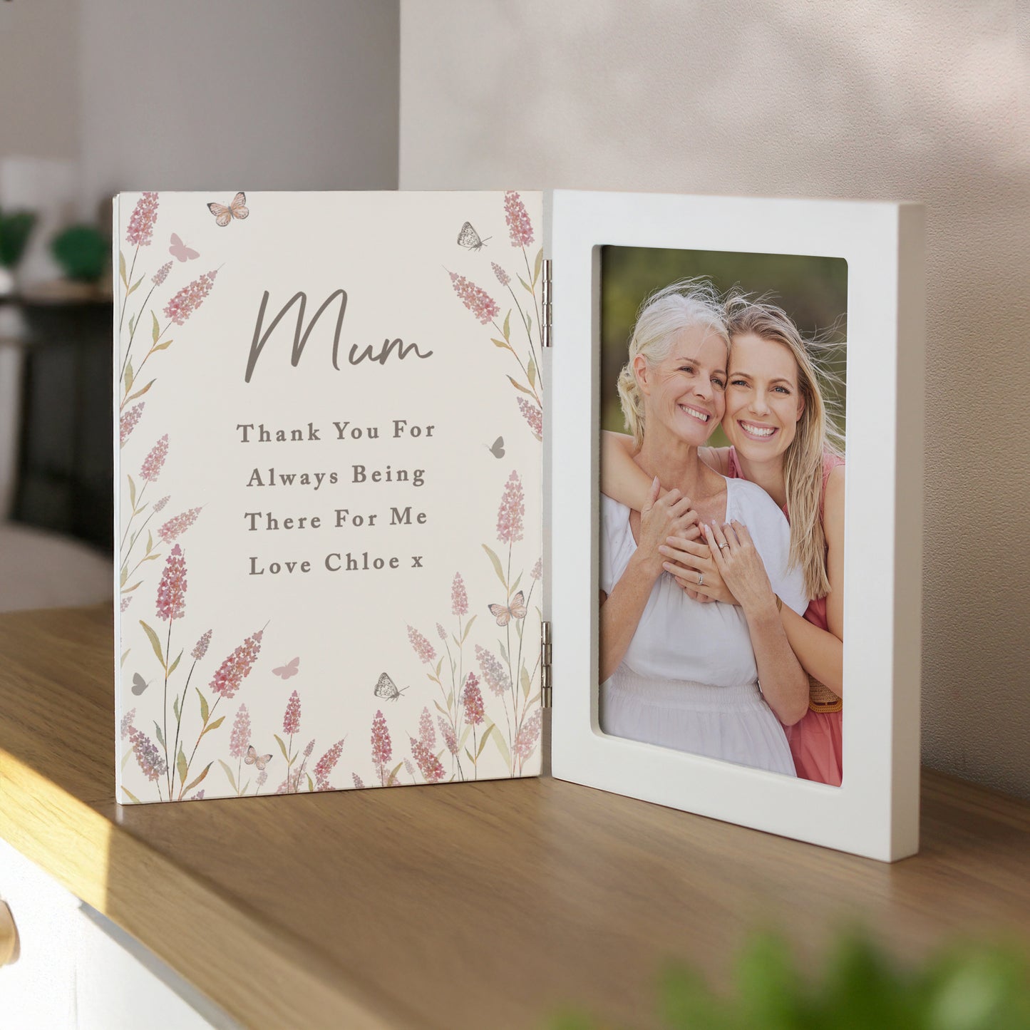 Personalised Floral Wooden Hinged 6x4 Photo Frame