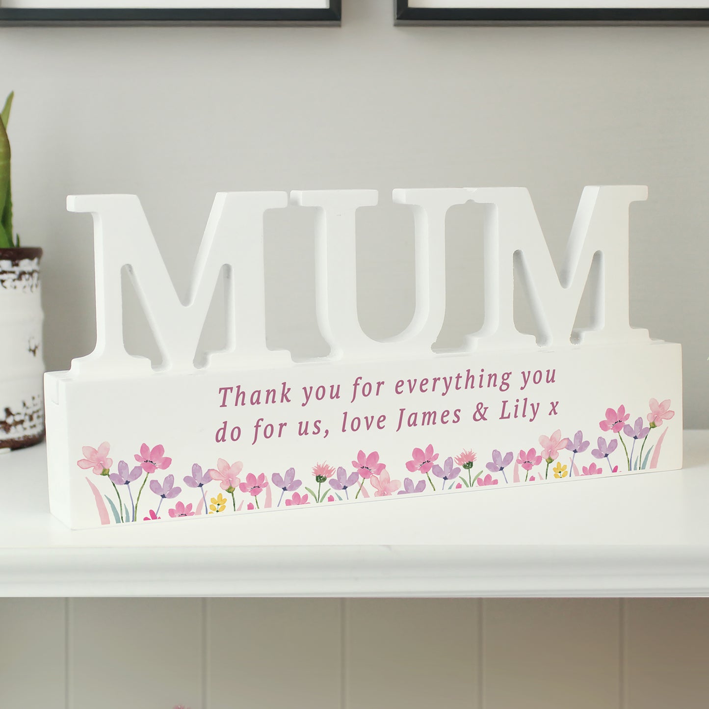 Personalised Floral Wooden Mum Ornament