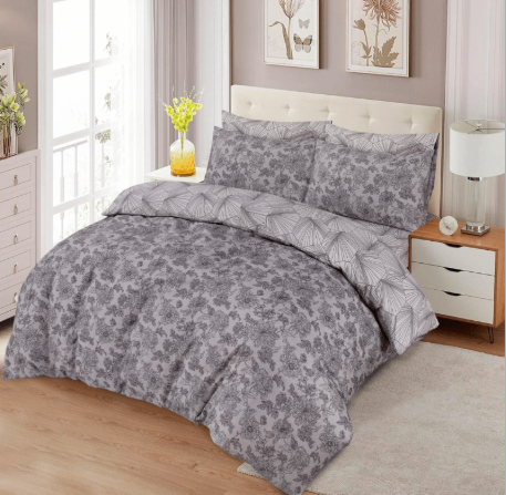 Super Soft Printed Duvet Set Elegent Grey - DOUBLE