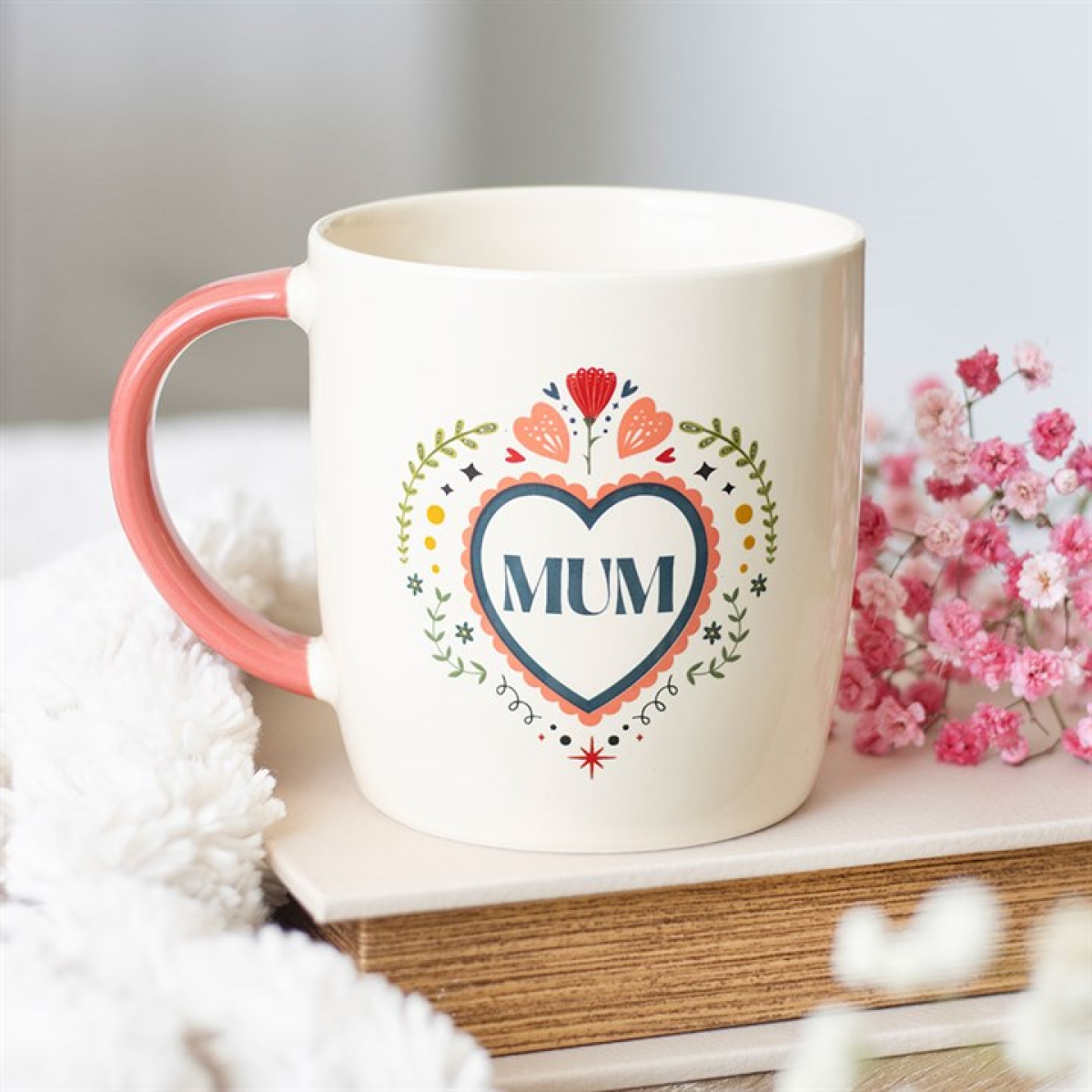 Mum Folk Heart Mug