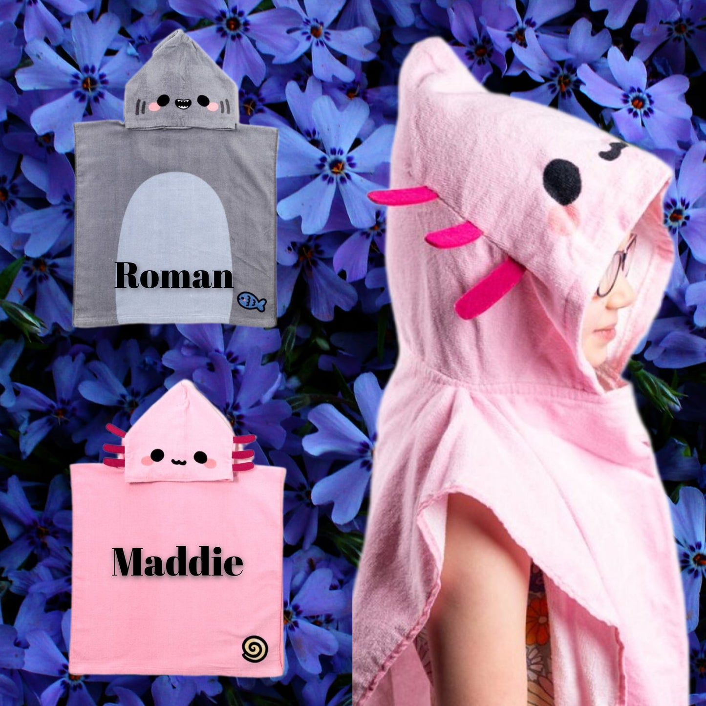 Personalised hooded bath towels robe