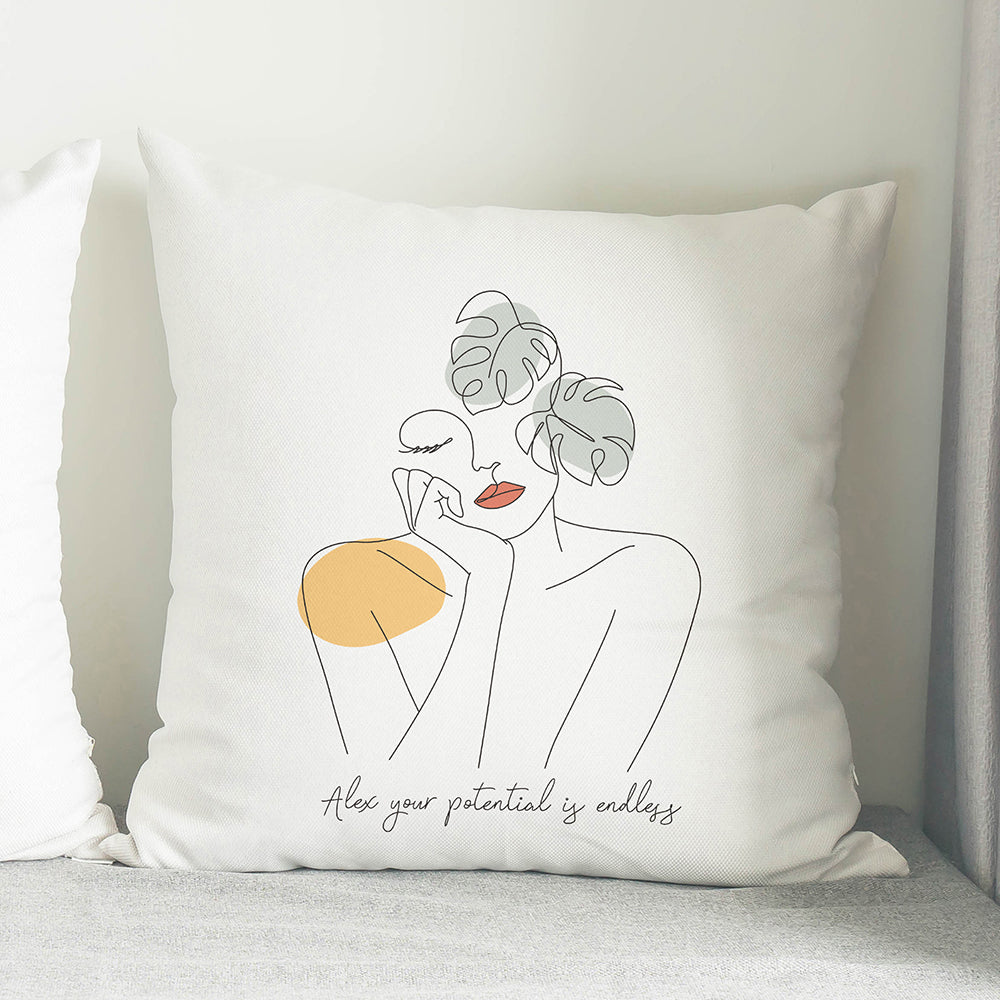 Personalised Grace Line Art Cushion