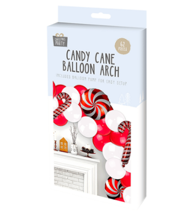 Christmas Candy Cane Balloon Arch 62pc