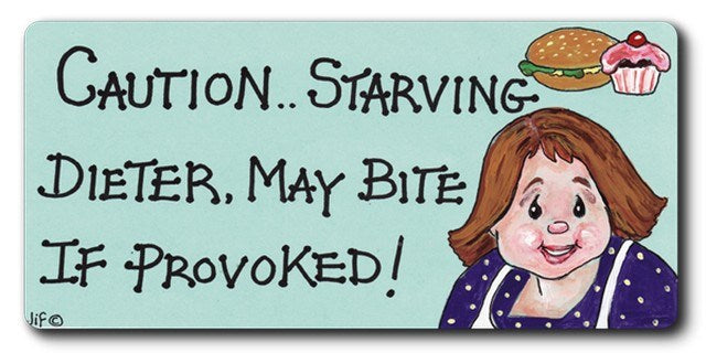 Caution - Starving Dieter Smiley Magnet