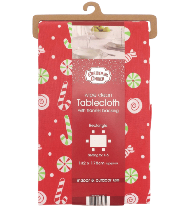 Home Sweet Home Candy Cane Design Wipe Clean Tablecloths