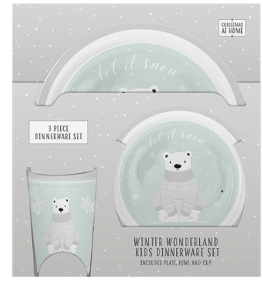 Kids Winter Wonderland Plastic Dinnerware Set 3 Piece