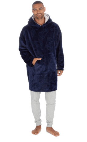 Mens Gaming Embossed Oversized Snuggle Hoodie - Navy