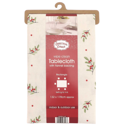 Merry and Bright Festive Robin Design Wipe Clean Tablecloths