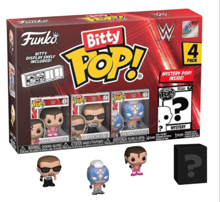 Official Funko Bitty POP! WWE Razor Ramon 4-Pack Vinyl Figures - Surprise Mystery Figure