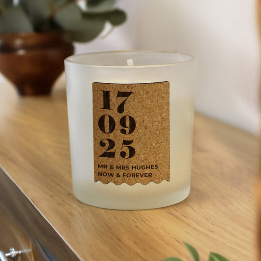 Personalised Anniversary Cork Label Candle Jar