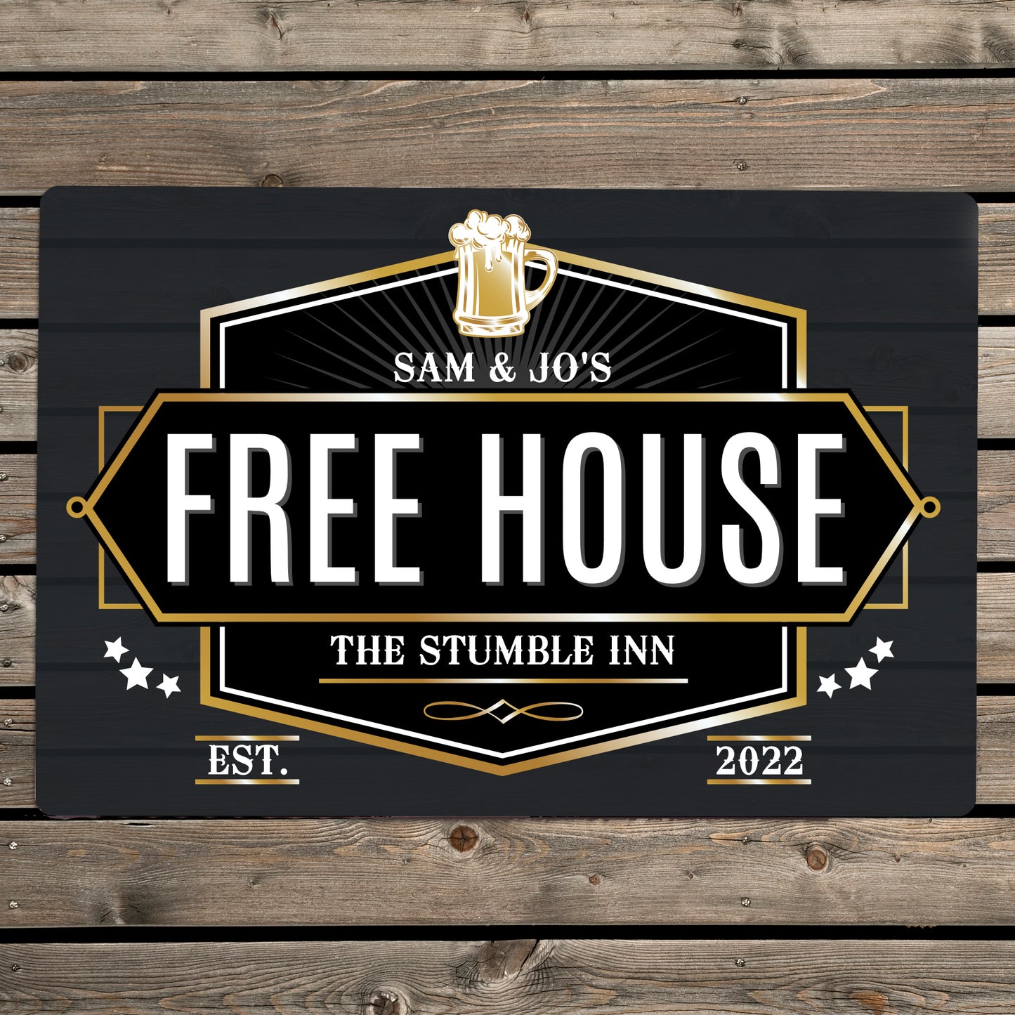 Personalised Free House Black Metal Sign