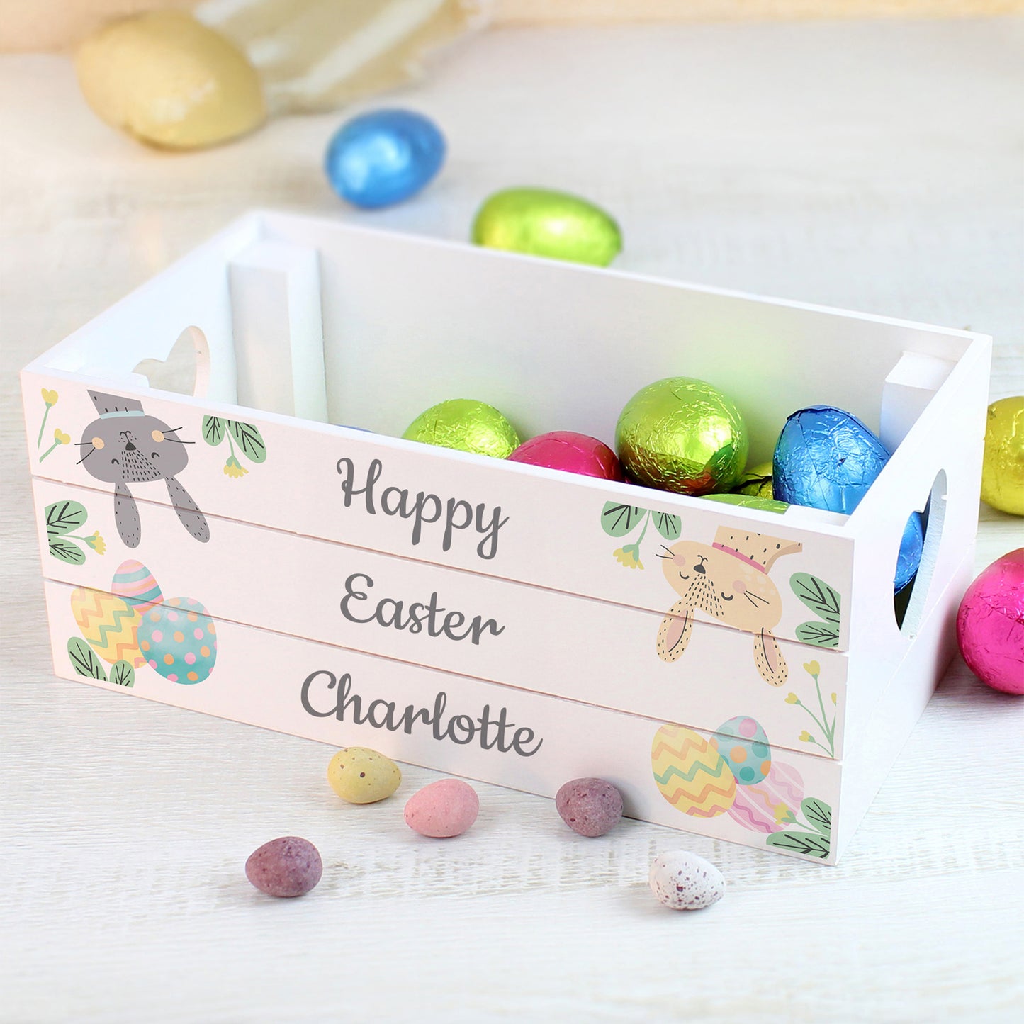 Personalised Easter Egg Hunt Small Wooden Crate