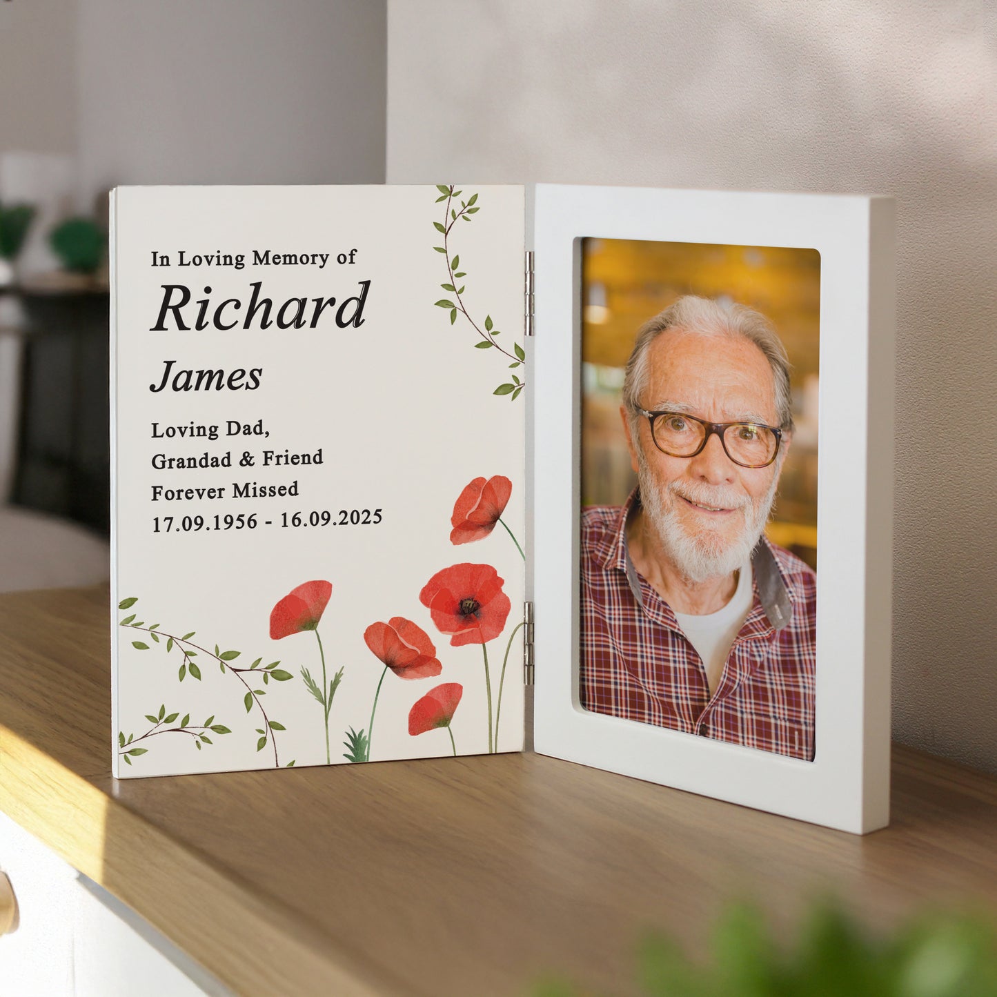 Personalised Memorial Wooden Hinged 6x4 Photo Frame