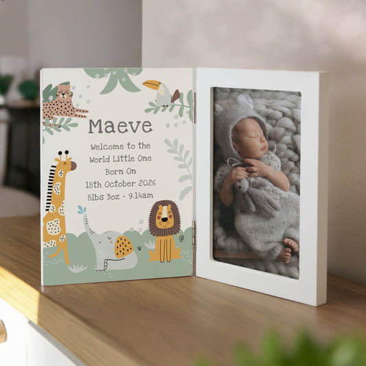 Personalised Animals Wooden Hinged 6x4 Photo Frame