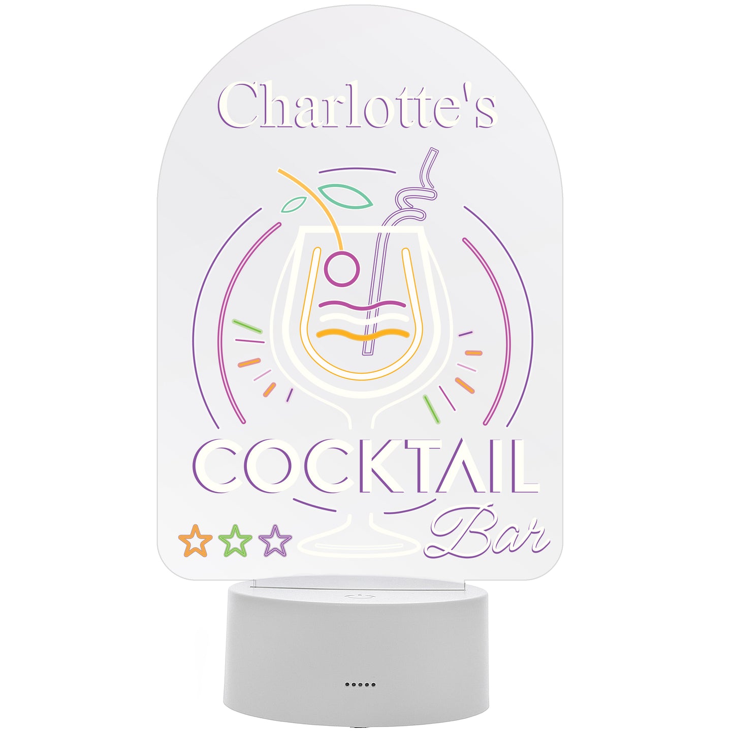 Personalised LED Colour Changing Cocktail Bar Sign