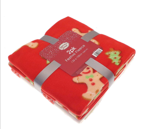Hover to zoom  Pack Of 2 Gingerbread Man And Snowflake Fleece Throws