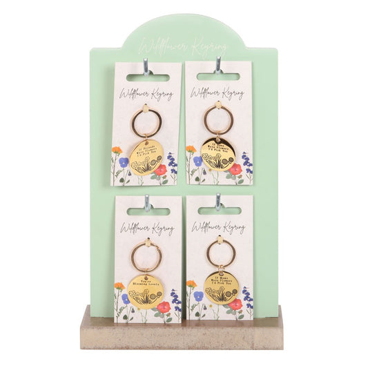 Set of 24 Wildflower Keyrings on Display