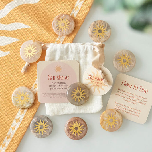 Box of 24 Sunstone Meditation Stones in a Bag