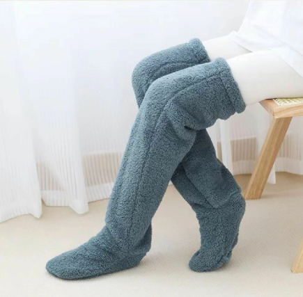 Soft Fluffy Sock Slipper Plush Cozy Socks Fuzzy Winter Socks for Women - Blue