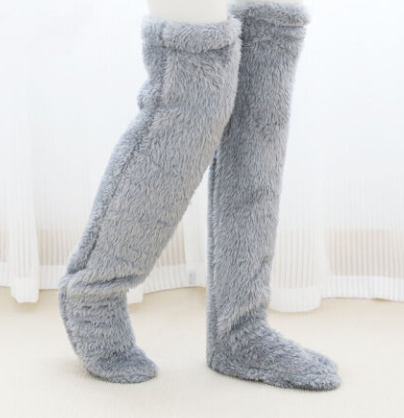 Soft Fluffy Sock Slipper Plush Cozy Socks Fuzzy Winter Socks for Women - Grey
