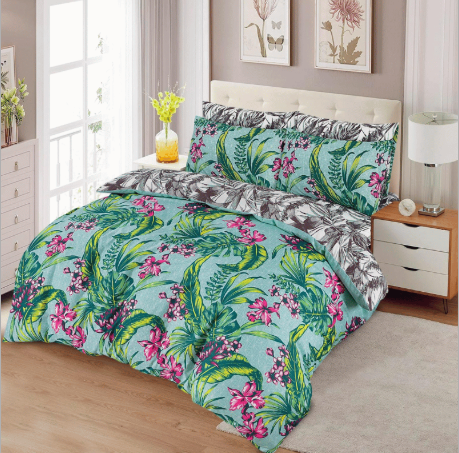 Super Soft Printed Duvet Set Tropical Green - DOUBLE