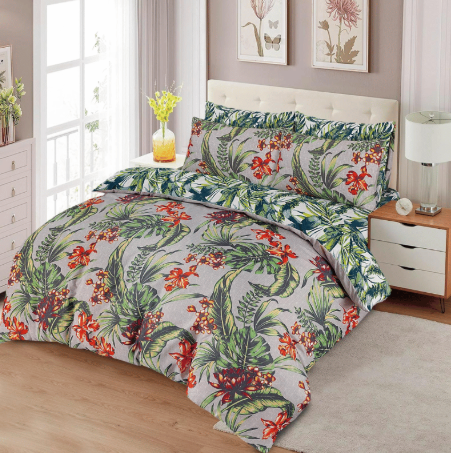 Super Soft Printed Duvet Set Tropical Grey - SINGLE