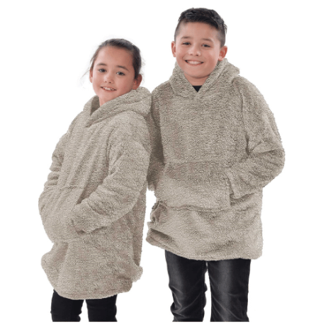 The Kids Eskimo Super Soft Teddy Fabric Oversized Cosy Hoodie - Natural