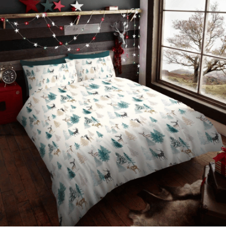 Ultra Soft Duvet Set Xmas Woodland Stag - KING