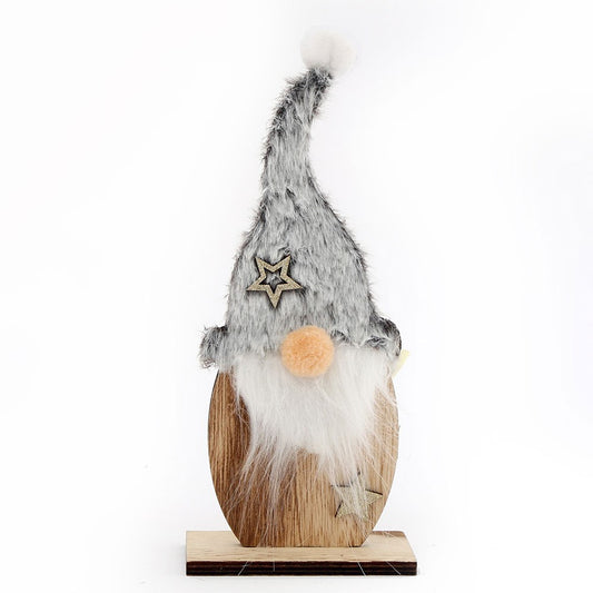 23cm Grey Santa Gonk Decoration on Stand