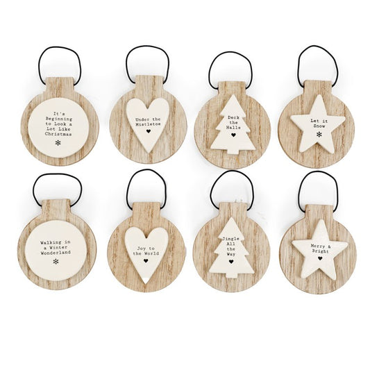 Wooden Christmas Bauble Hanging Decorations
