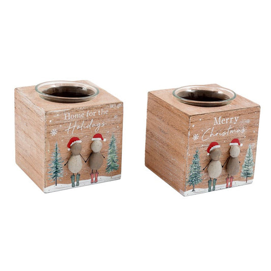 8cm Pebble Christmas Candle Holder