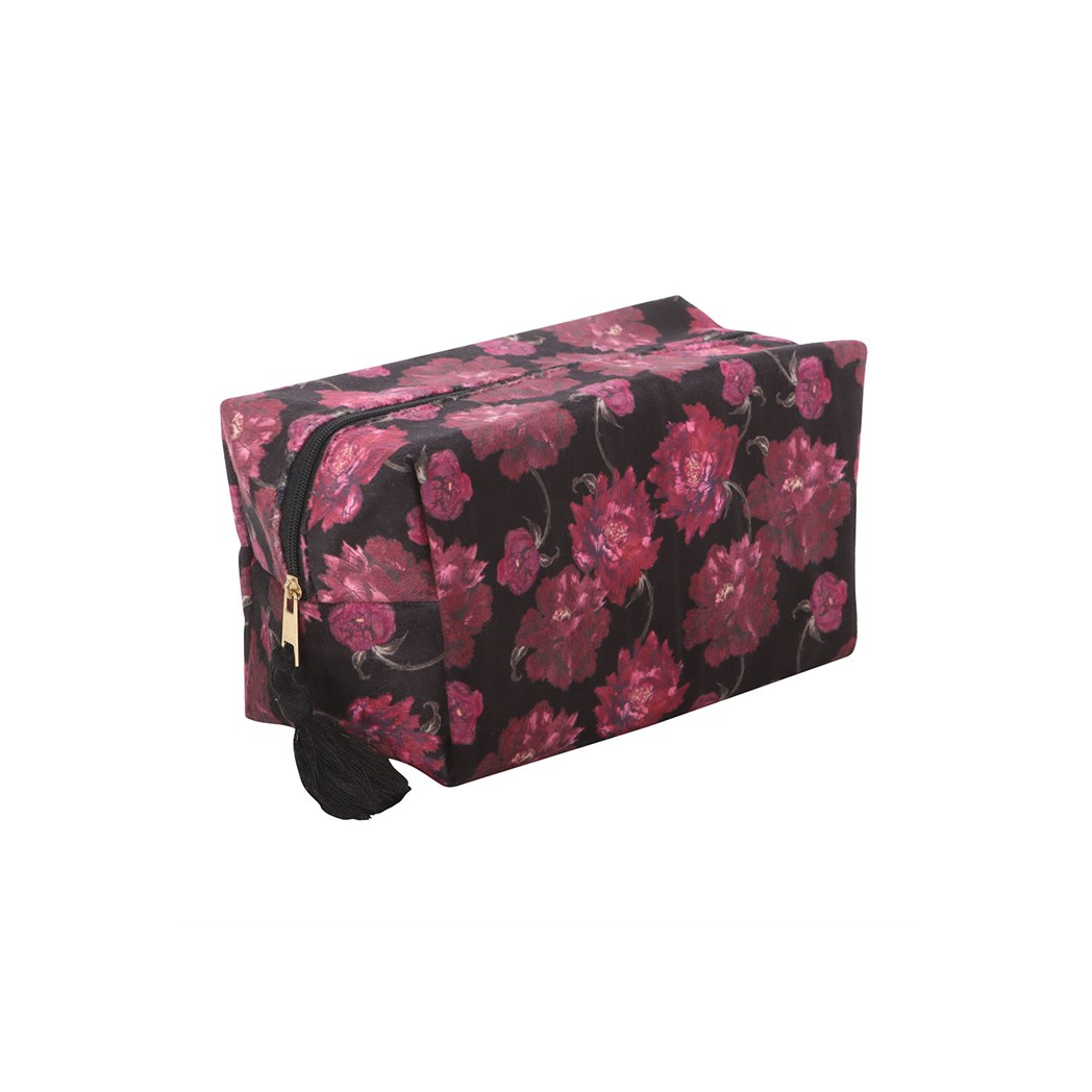 Dark Romance Floral Print Makeup Bag