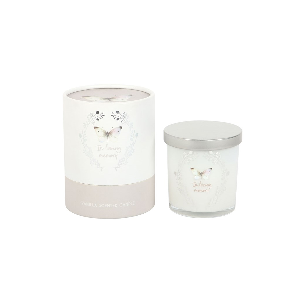 In Loving Memory White Butterfly Vanilla Candle