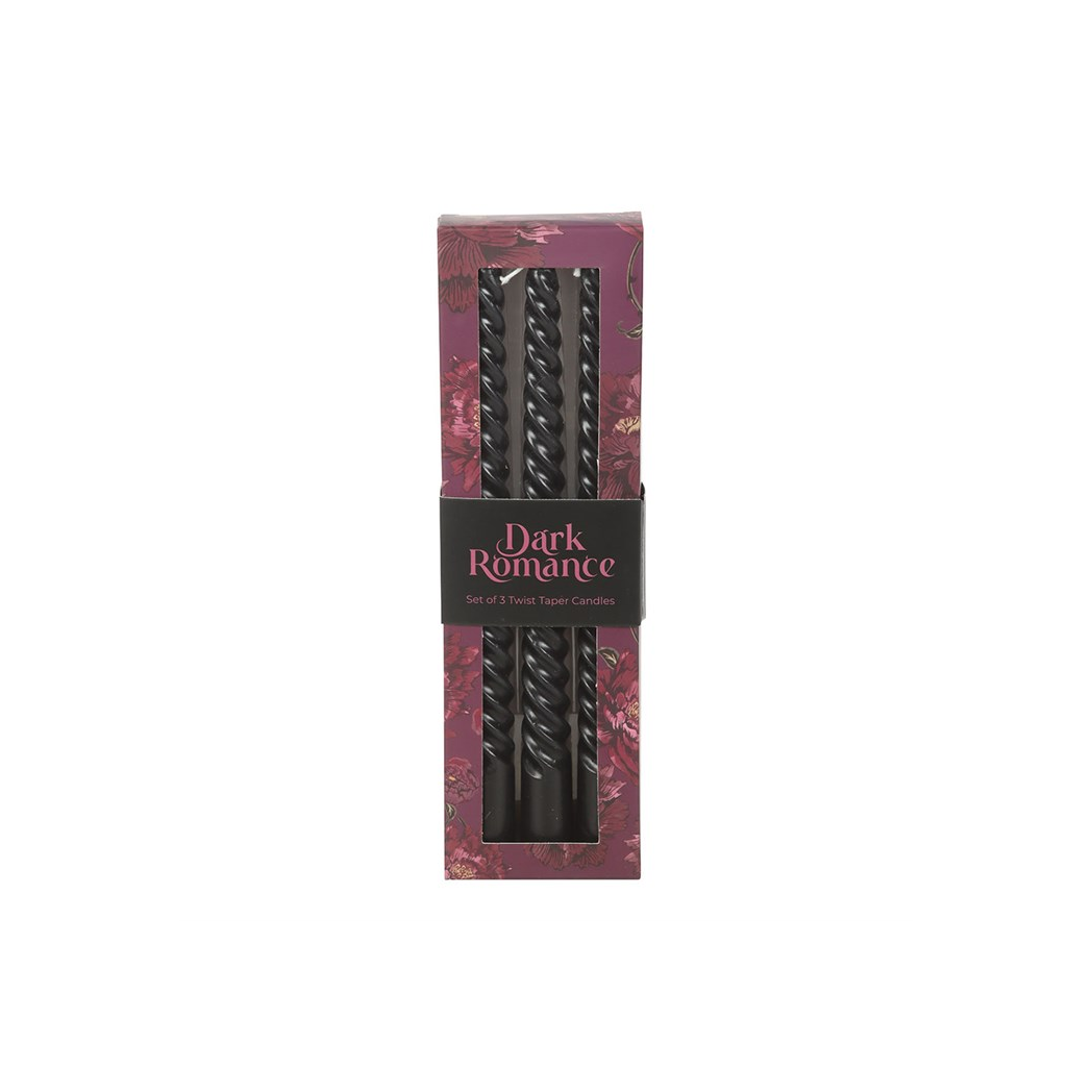 Set of 3 Dark Romance Twist Taper Candles